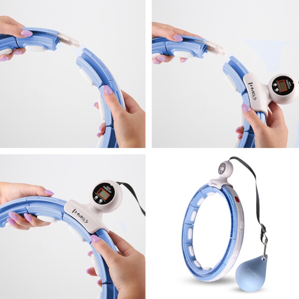 Masážní hula hoop HMS HHM15 se závažím, magnety a počítadlem, modrá