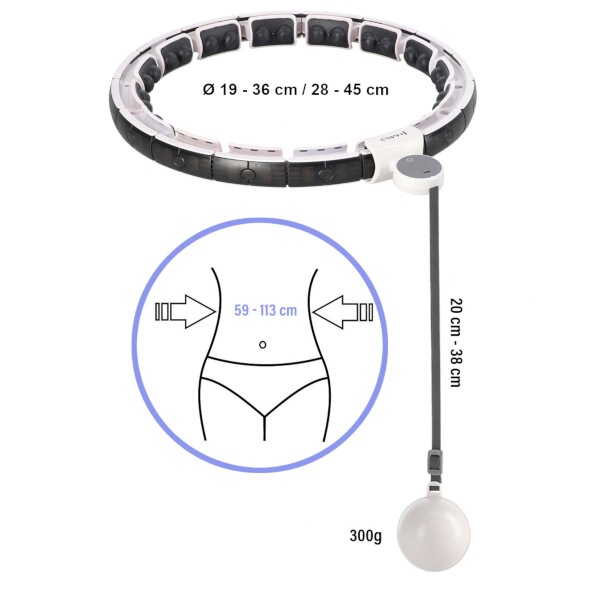 Masážní hula hoop HMS HHM16 se závažím, magnety a počítadlem