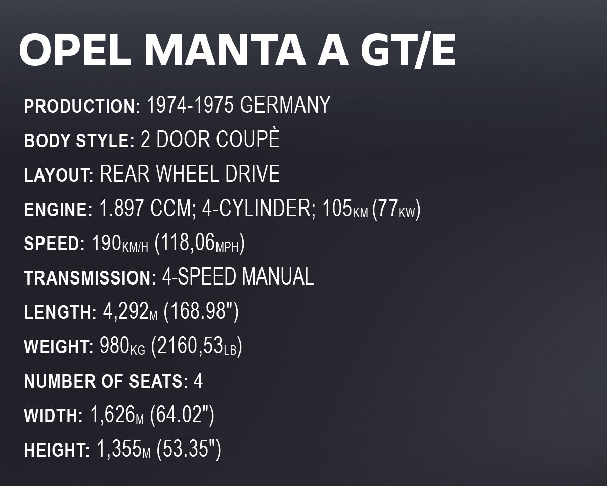 Cobi 24349 Automobil Opel Manta A GT/E 1974, 1:12, 1938 kostek