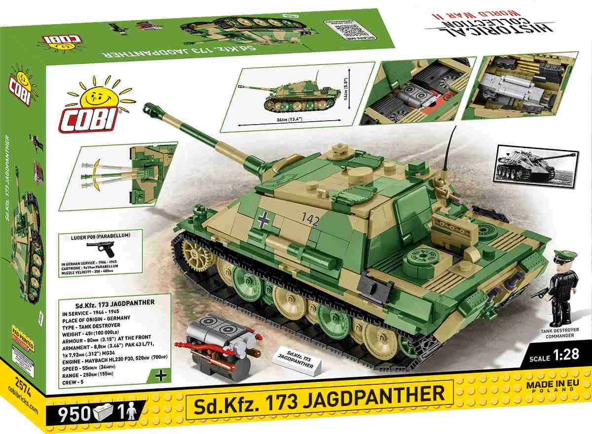 Cobi 2574 II WW Jagdpanther Sd. Kfz. 173, 1:28, 950 kostek