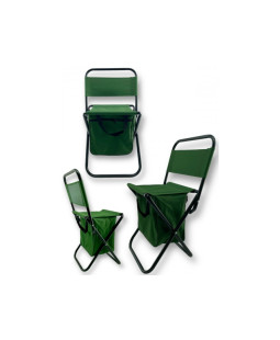 Skládací rybářská kempingová židle s kapsou zelená