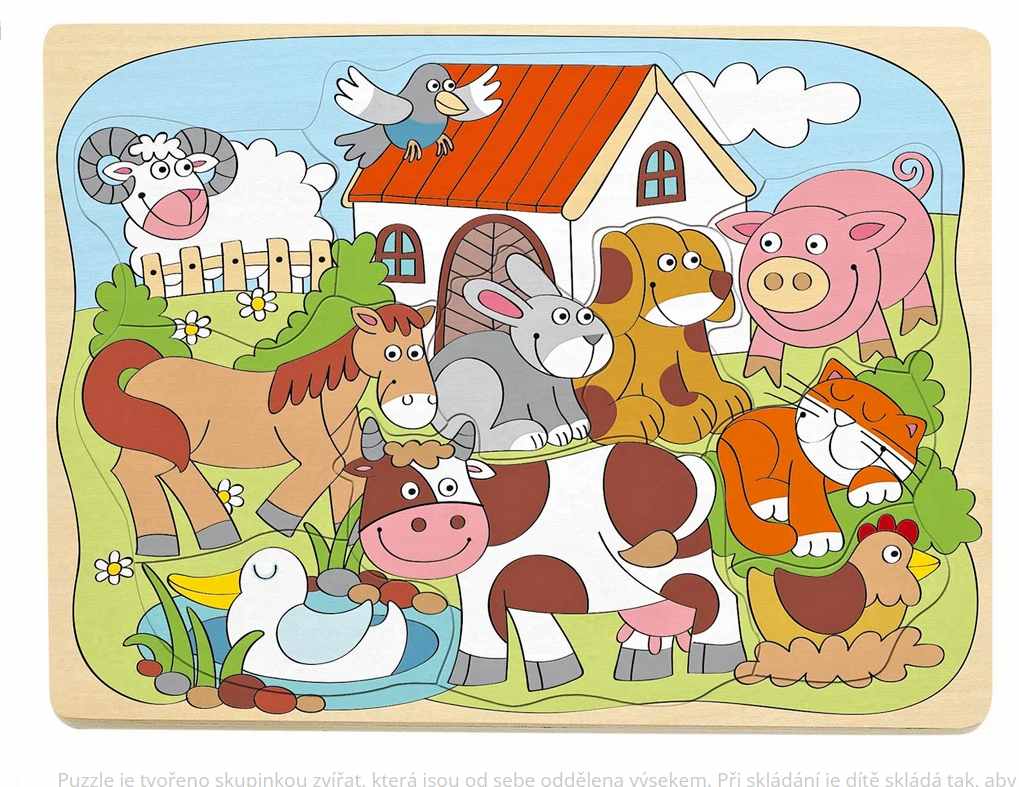 Dětské dřevěné puzzle, Domácí zvířátka
