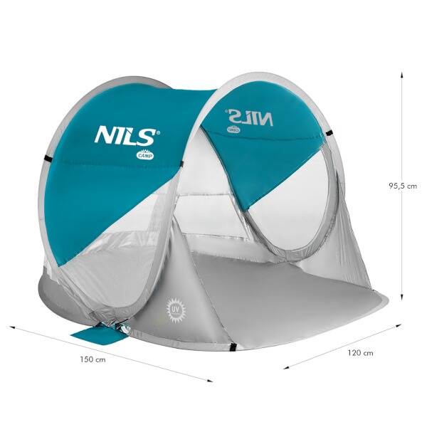 Samorozkládací plážový stan NILS Camp NC3142 modrošedý