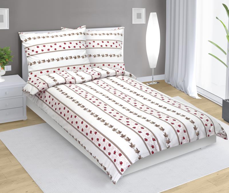Bellatex Povlečení flanelové Růžička v proužku - 140x200, 70x90 cm
