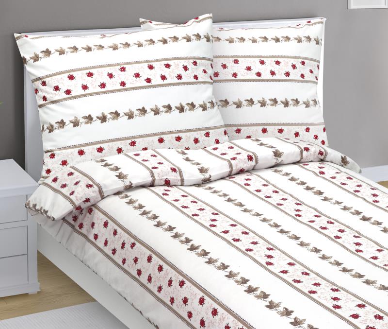 Bellatex Povlečení flanelové Růžička v proužku - 140x200, 70x90 cm