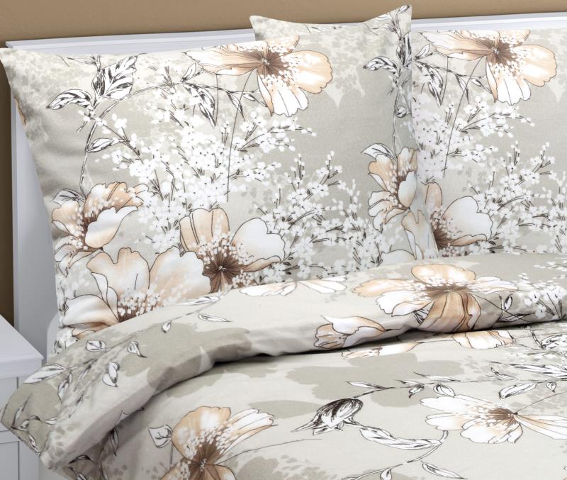 Bellatex Povlečení flanelové Kávový ibišek - 140x220, 70x90 cm
