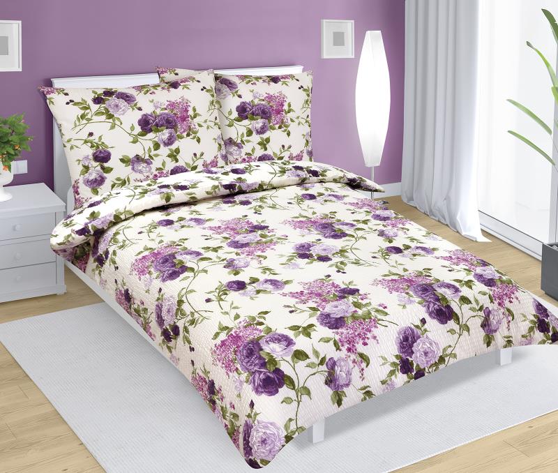 Bellatex Povlečení bavlněné, Lila růže - 140x220, 70x90 cm
