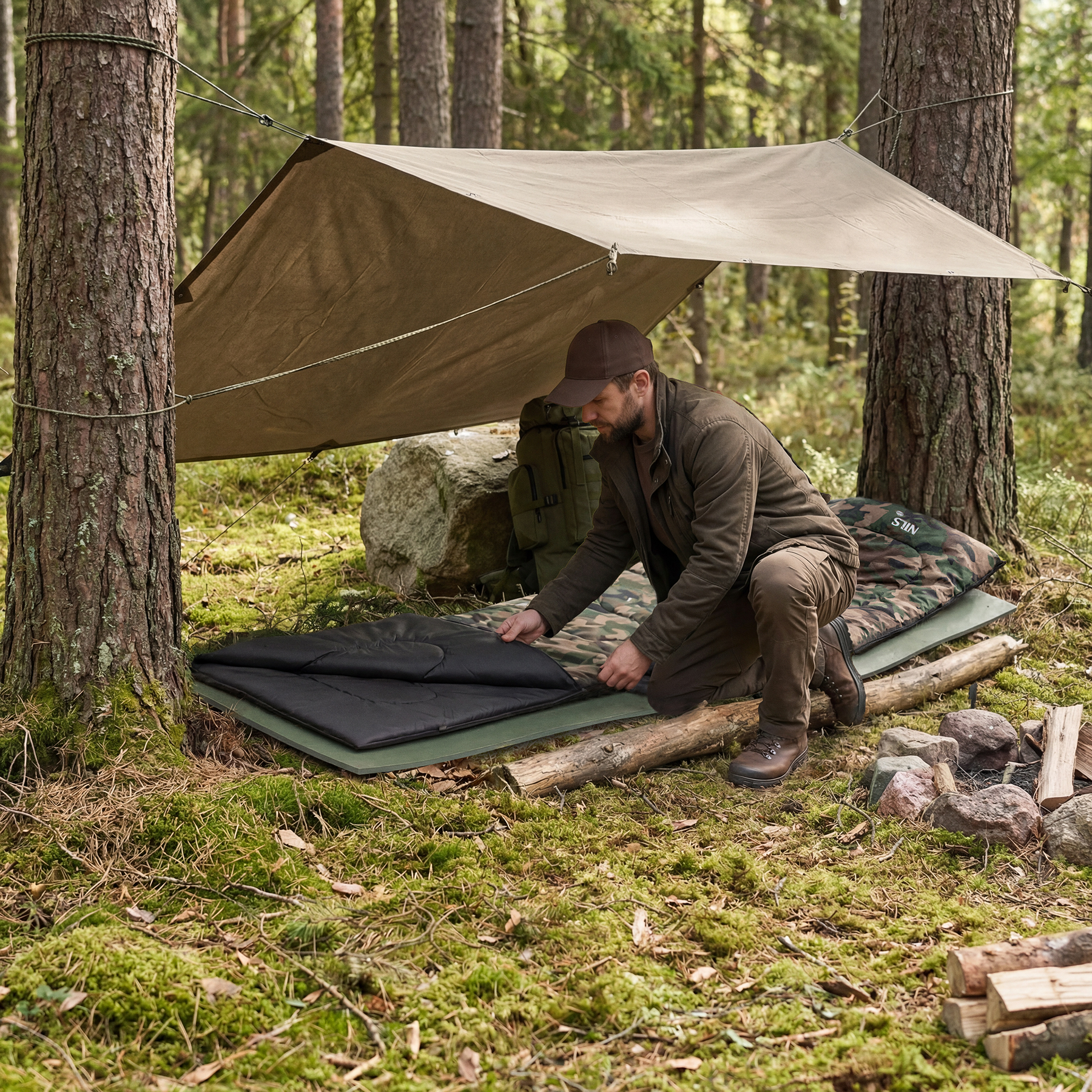 Spací pytel NILS Camp NC2002 camo, 190x75 cm