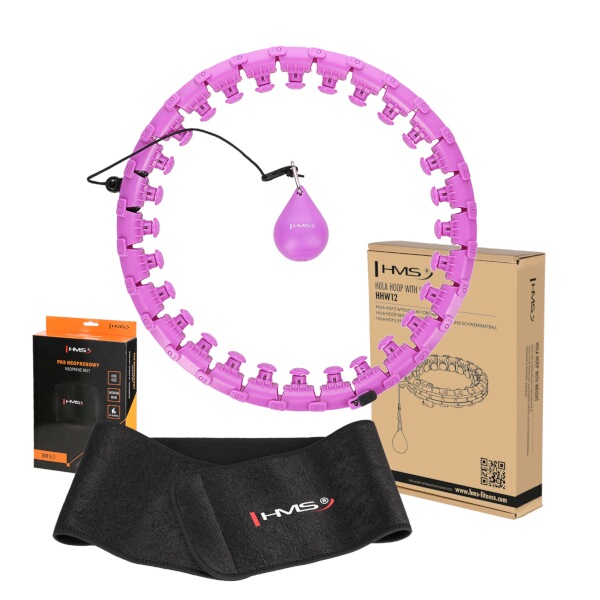Sada masážní hula hoop HMS HHW12 PLUS Size se závažím, zeštíhlující pás BR163, fialová