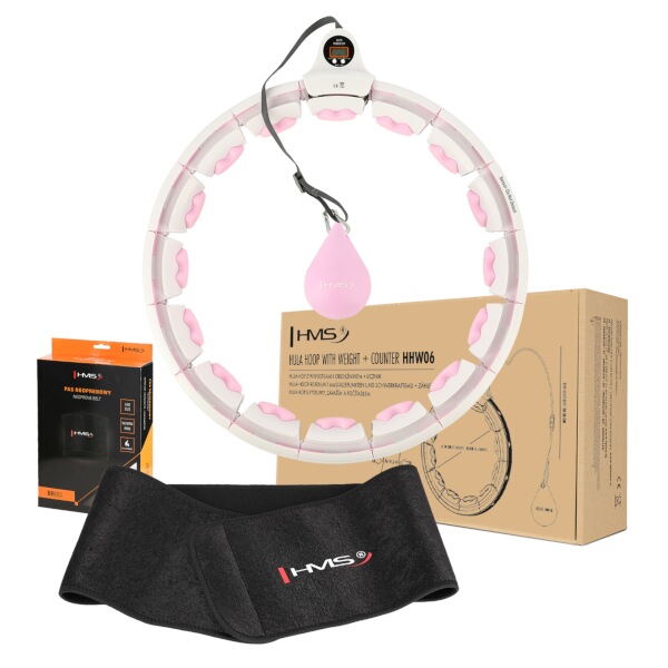 Sada masážní hula hoop HMS HHW06 se závažím a počítadlem, zeštíhlující pás BR163, růžová