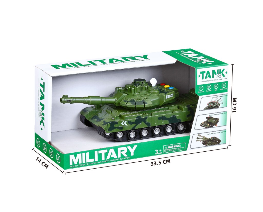 Plastový tank zelená kamufláž se světelnými a zvukovými efekty, 30cm