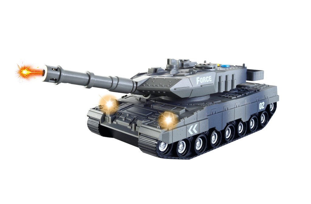 Plastový tank tm. zelený se světelnými a zvukovými efekty 30cm