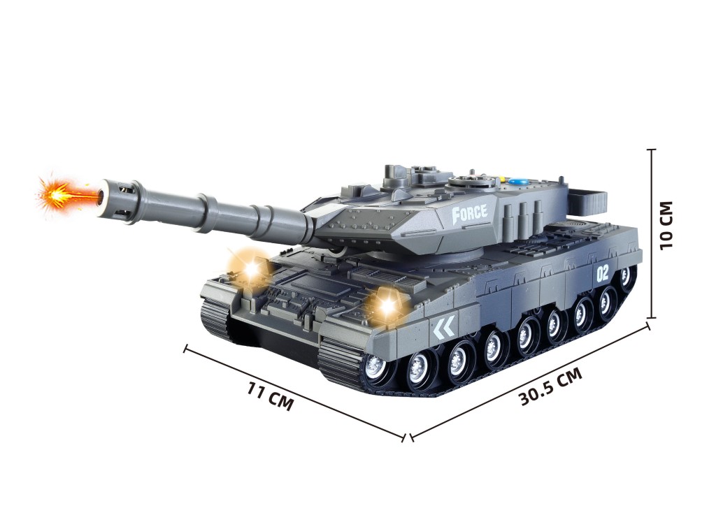 Plastový tank tm. zelený se světelnými a zvukovými efekty 30cm