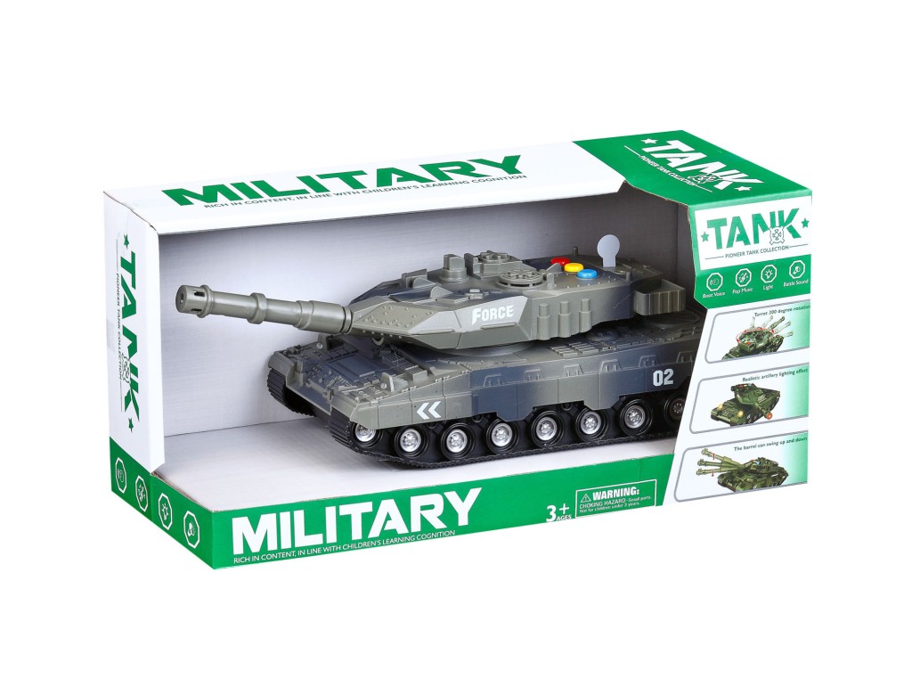 Plastový tank tm. zelený se světelnými a zvukovými efekty 30cm