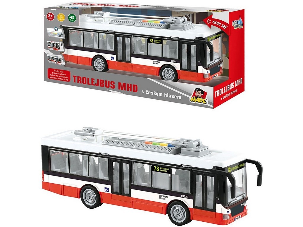 Made Trolejbus na setrvačník s českým hlasem, 28 cm