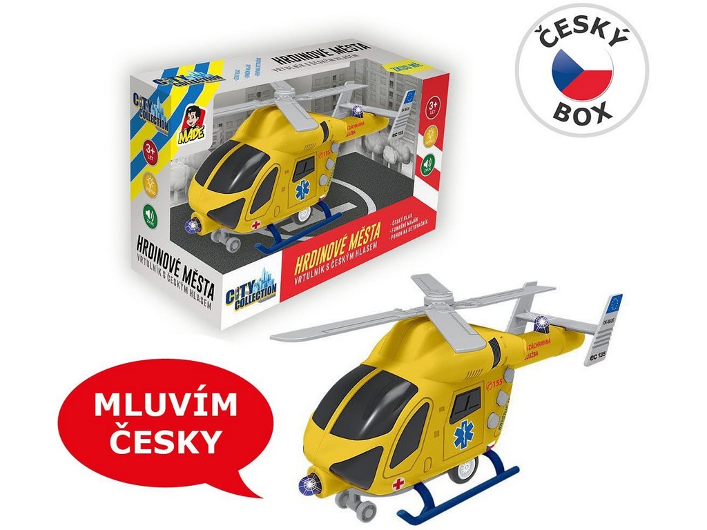 City collection Záchranářský vrtulník na setrvačník se světlem a zvukem, 20cm