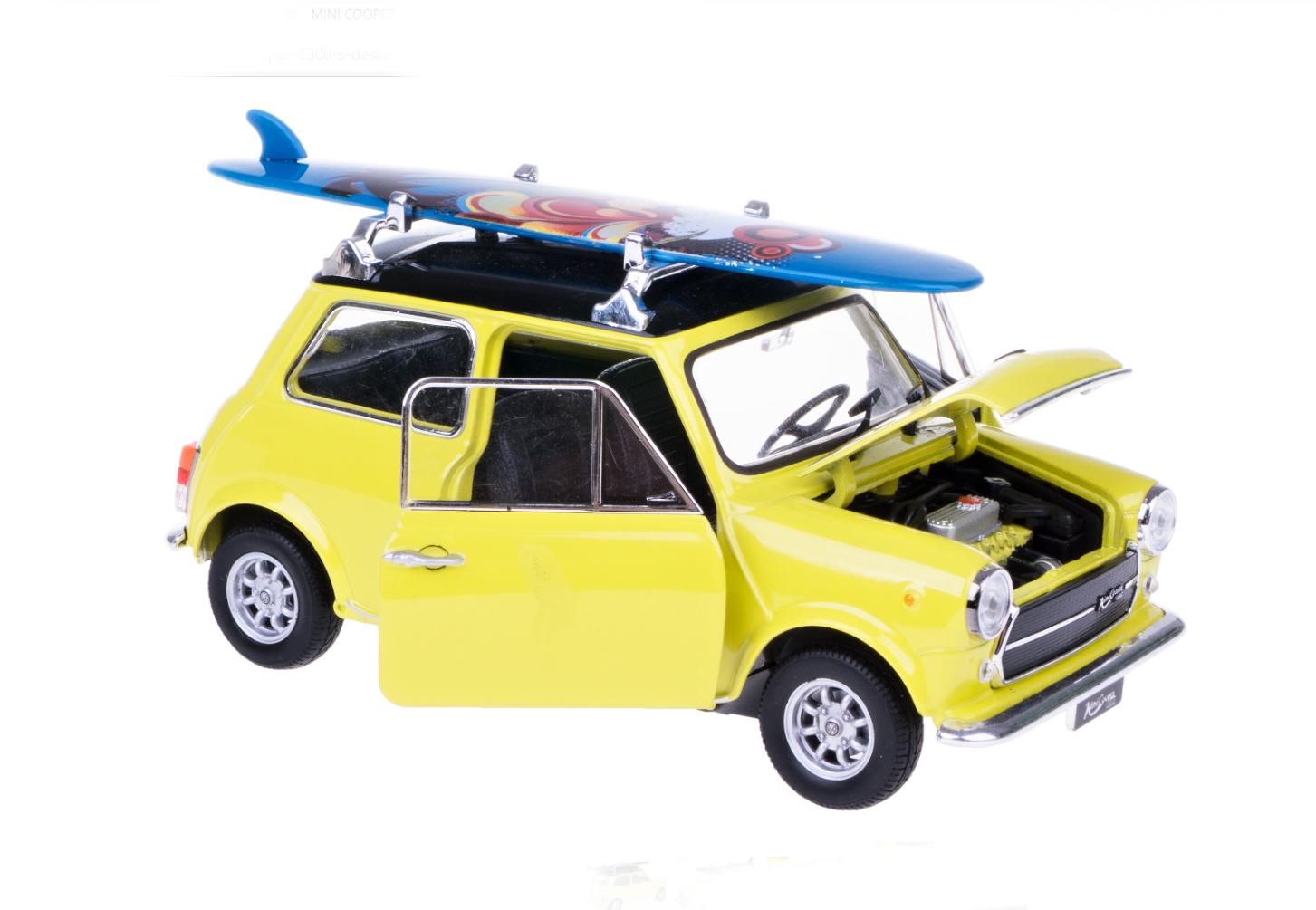 Welly MOQ Mini cooper 1300 with surf (yellow) 1:24