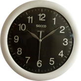 Secco nástěnné hodiny, stříbrno-černé, průměr 30cm