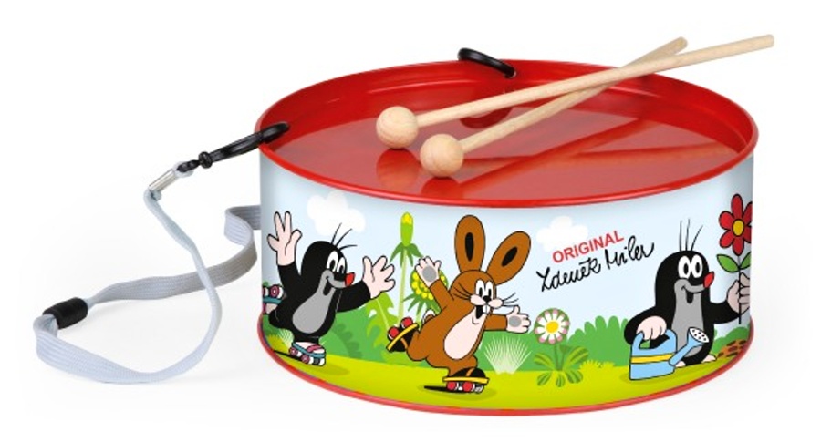 Bubínek plech s popruhy a paličkami Krtek, průměr 20 cm