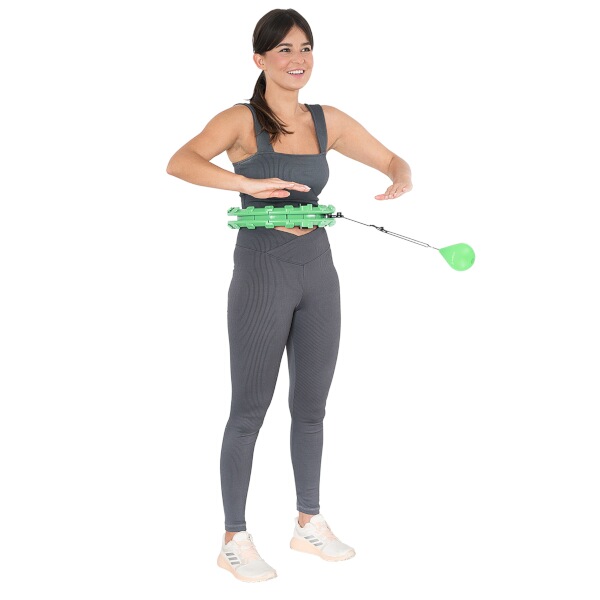 Sada masážní hula hoop HMS HHW01 se závažím, zeštíhlující pás BR163 zelená