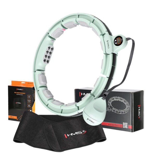 Sada masážní hula hoop HMS HHM13 se závažím, magnety, počítadlo, zeštíhlující pás BR163 zelená
