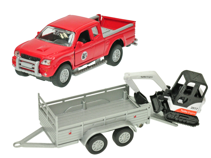 Kids Globe Traffic Mitsubishi Pajero na zpětný chod s bagrem, 29cm