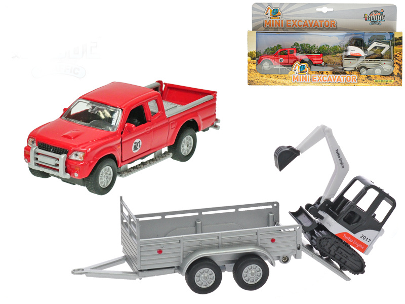 Kids Globe Traffic Mitsubishi Pajero na zpětný chod s bagrem, 29cm