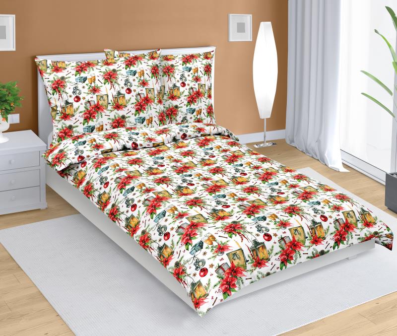 Bellatex Povlečení bavlněné, Vánoční hvězda - 140x200, 70x90 cm