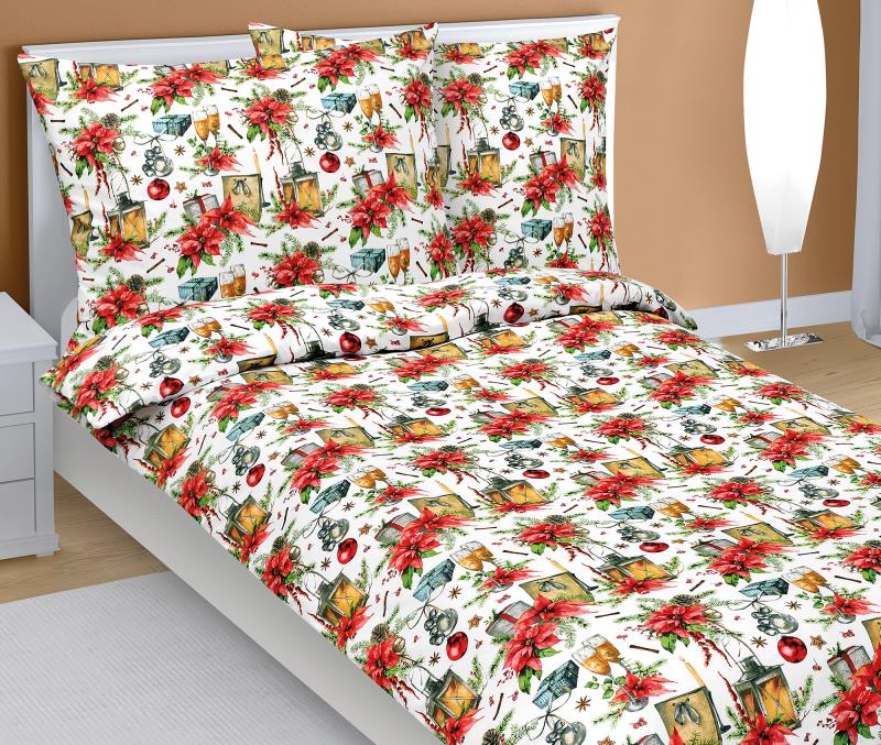 Bellatex Povlečení bavlněné, Vánoční hvězda - 140x200, 70x90 cm