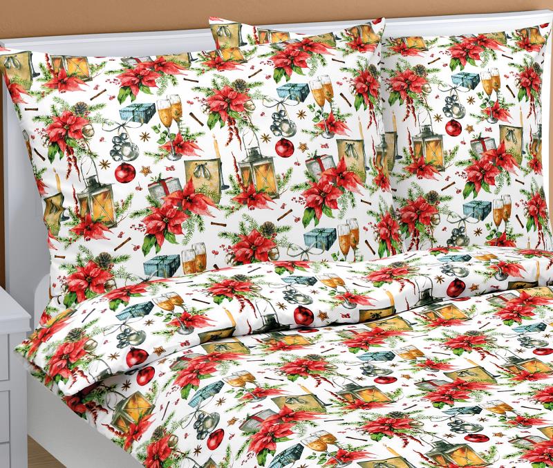 Bellatex Povlečení bavlněné, Vánoční hvězda - 140x200, 70x90 cm