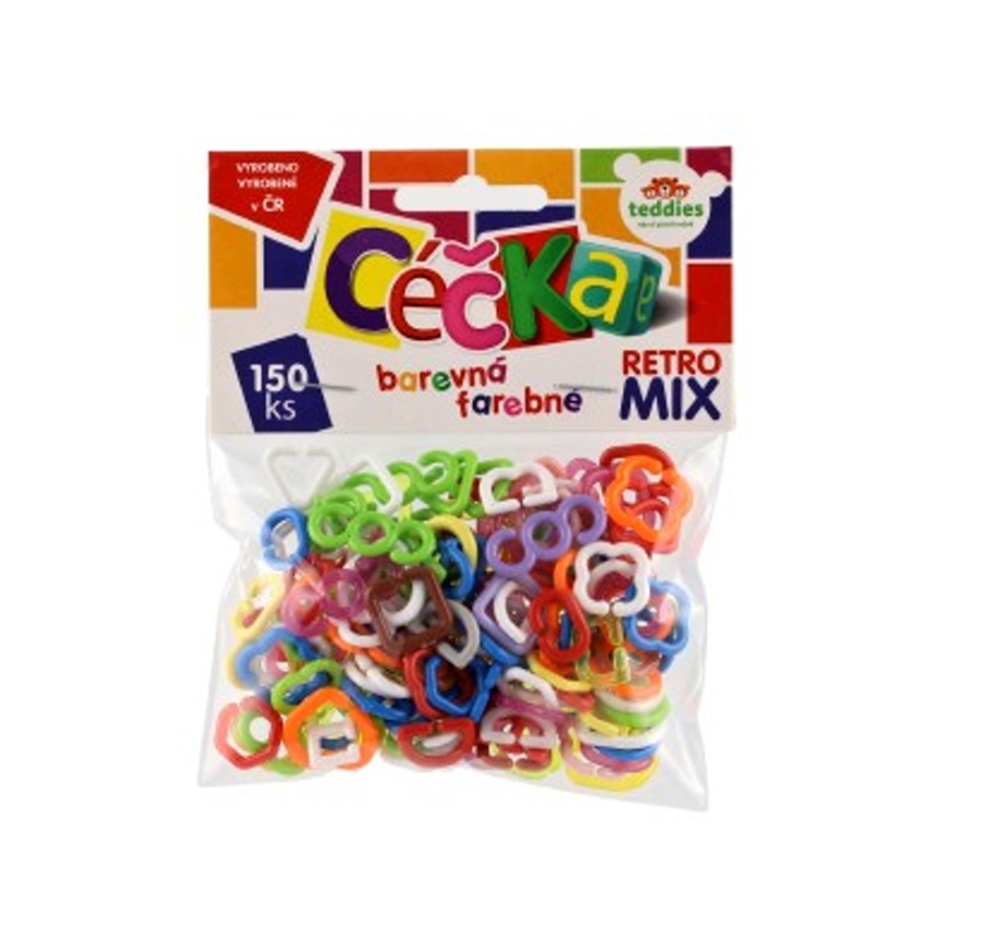Barevné plastové céčka Retro Mix, 150ks