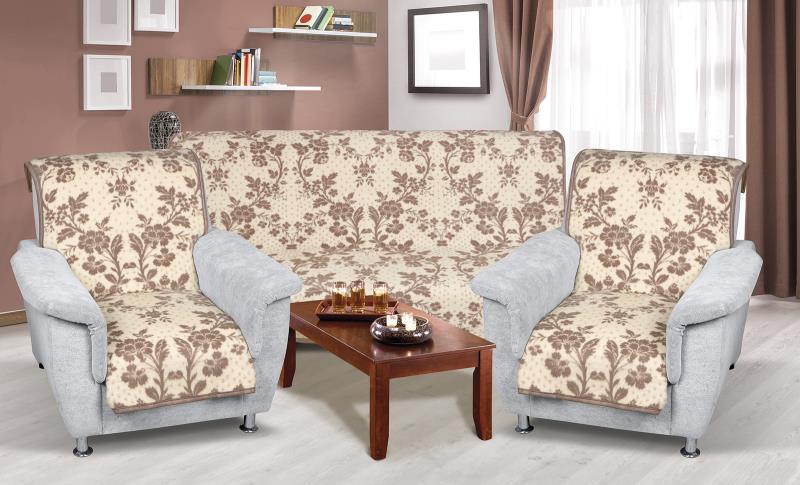 Bellatex Souprava Karmela PLUS 3+1+1 Béžový květ - 1x 150x200+2x 65x150 cm