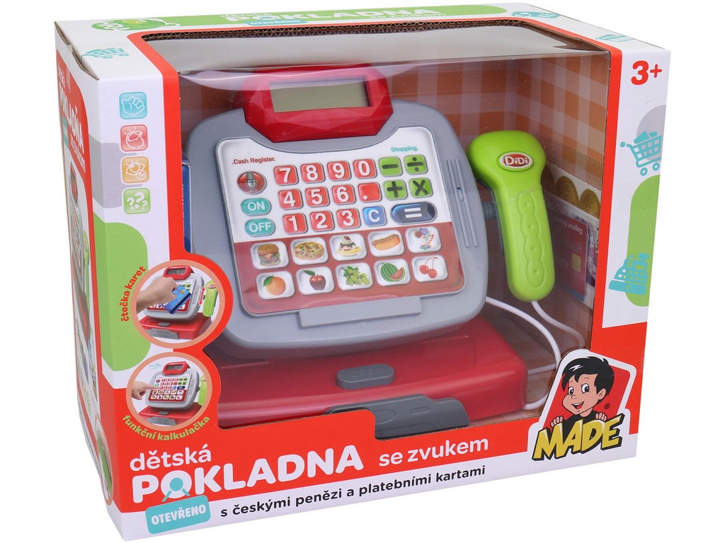 Made Pokladna na baterie, český design, 20 cm
