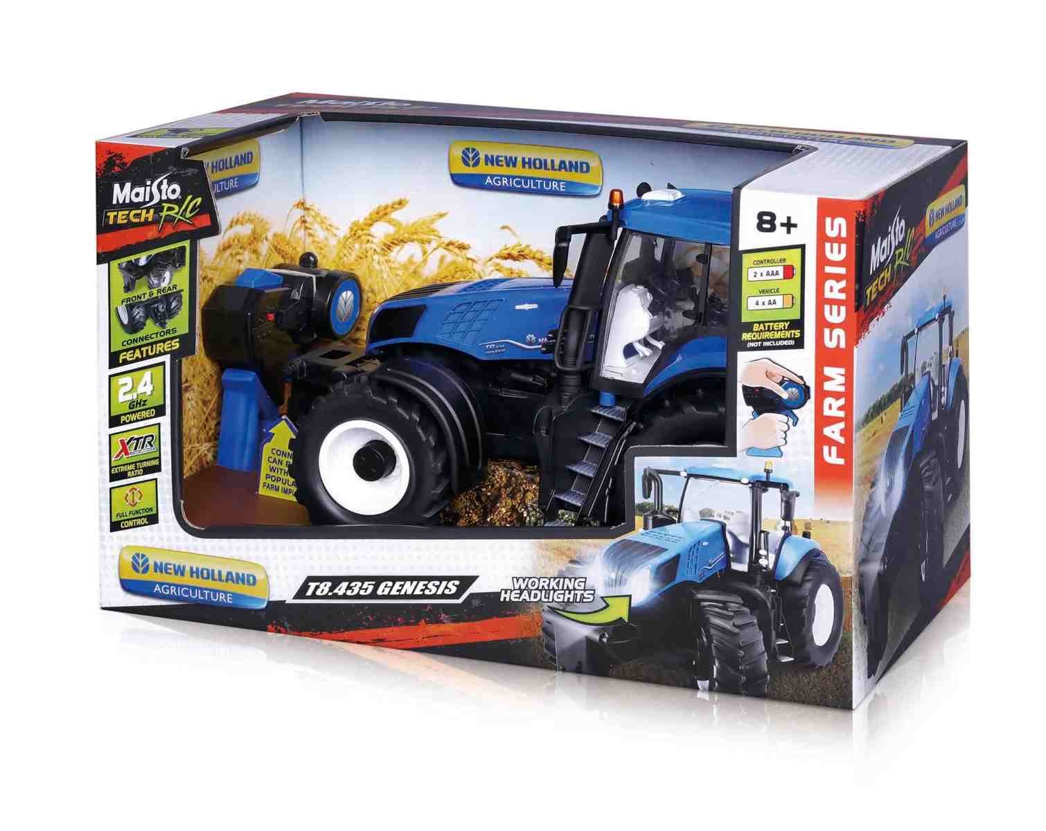 Maisto Tech RC, New Holland traktor, 2.4 Ghz Modrý 1:16