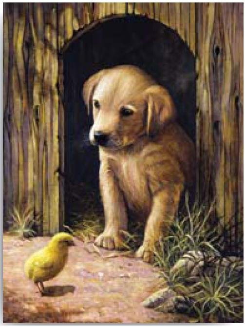 Royal Langnickel Malování podle čísel - Pejsek s kuřátkem, 22x30 cm