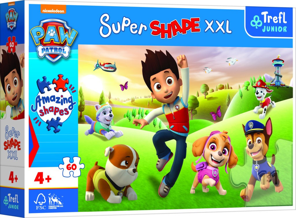 Trefl Puzzle Tlapková patrola Super Shape 60 XXL dílků