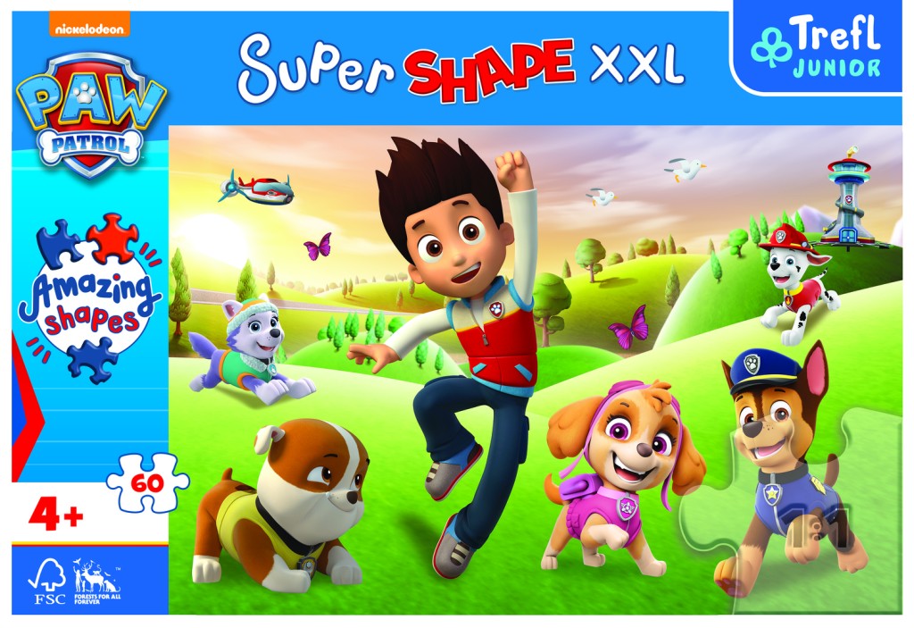 Trefl Puzzle Tlapková patrola Super Shape 60 XXL dílků