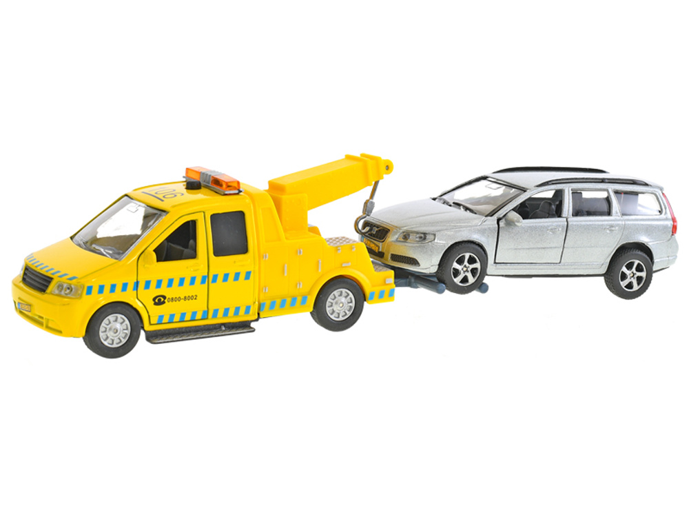 Kids Globe Traffic odtahovka s přívěsem a autem v krabičce, 29cm