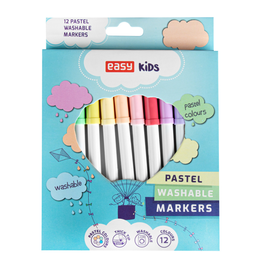 Easy Pastel, vypratelné fixy 12 barev