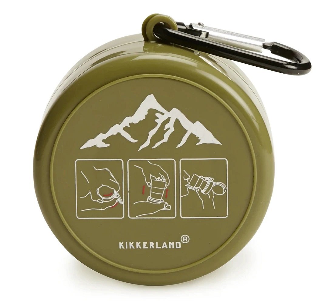 Kikkerland Skládací sklenice s přihrádkou na léky
