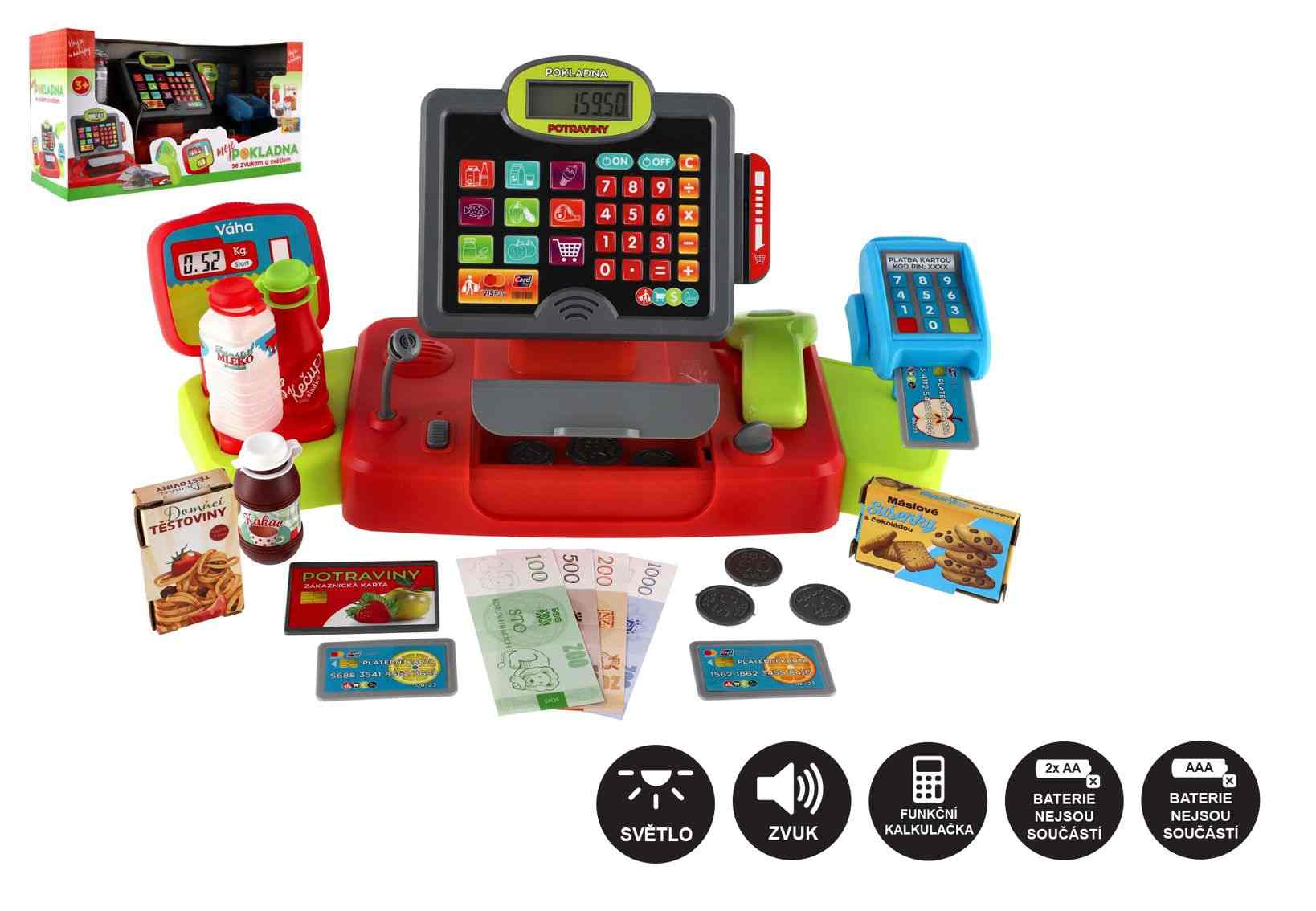Teddies Dětská velká digitální pokladna s doplňky se zvukem a světlem