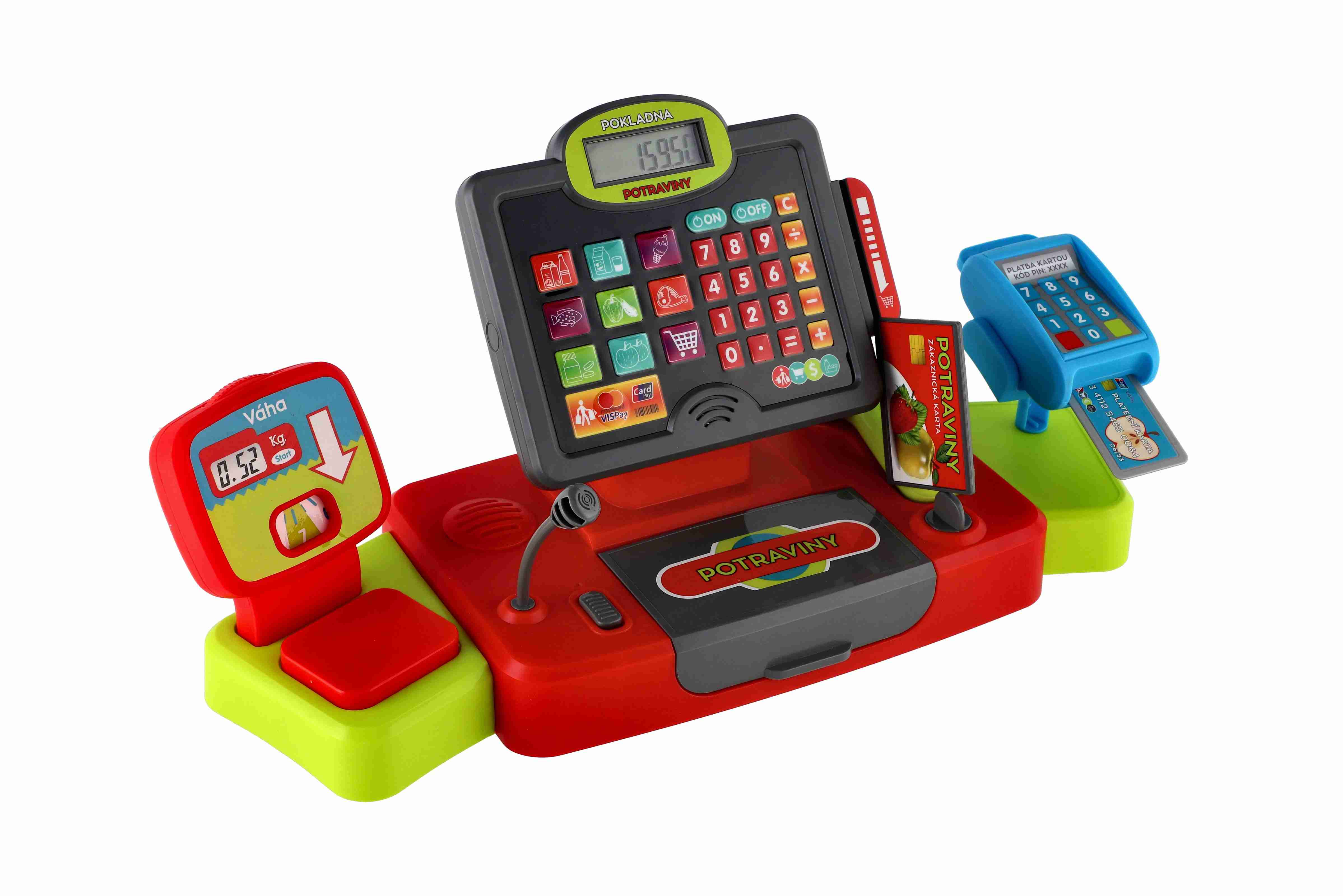 Teddies Dětská velká digitální pokladna s doplňky se zvukem a světlem