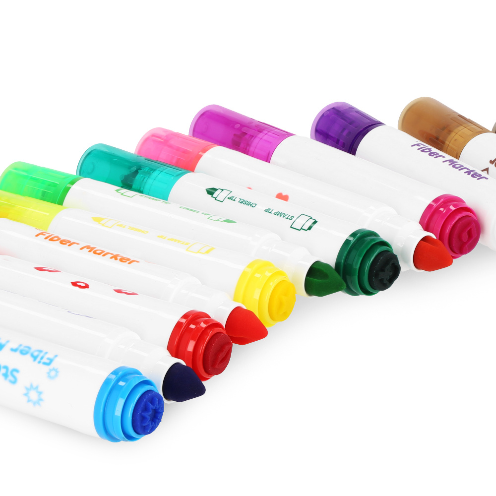 Easy STAMP Oboustranné jumbo fixy s razítkem, 12 barev a 12 vzorů