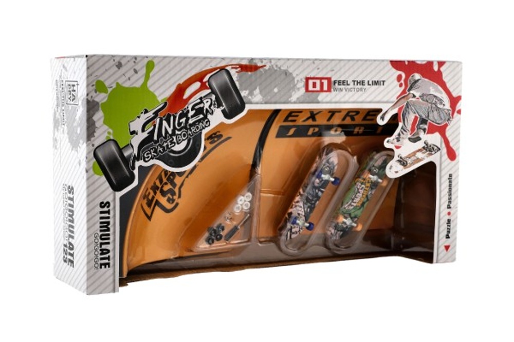 Prstový skateboard sada 2ks s rampou, 35x9x18 cm