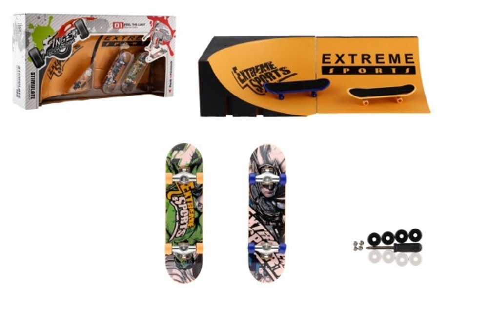 Prstový skateboard sada 2ks s rampou, 35x9x18 cm