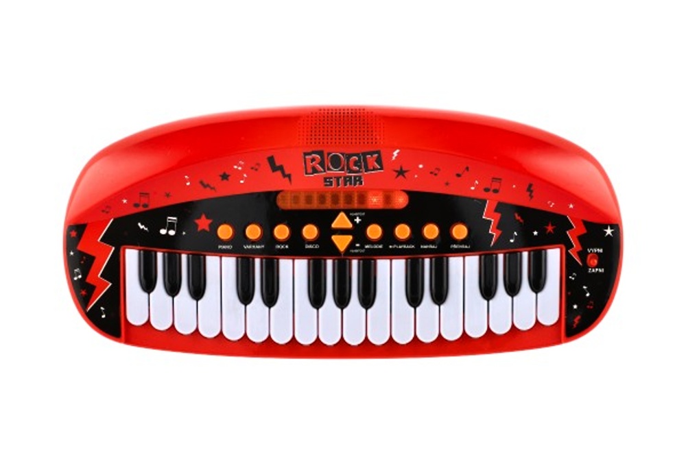 Dětské pianko ROCK STAR na baterie se zvukem se světlem, 54x24x8cm