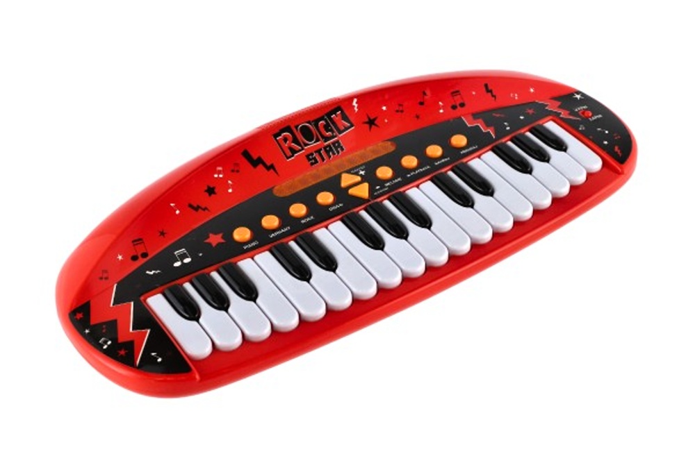 Dětské pianko ROCK STAR na baterie se zvukem se světlem, 54x24x8cm