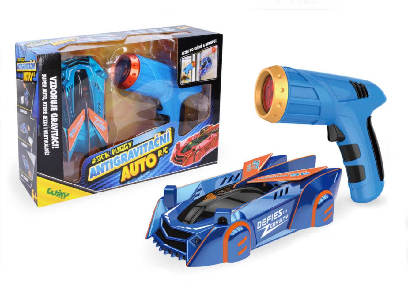 Antigravitační auto s laserem, modré, 15cm