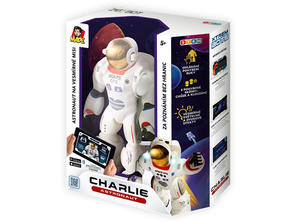 MaDe Robot astronaut Charlie, s naučnou aplikací, 29,5 cm