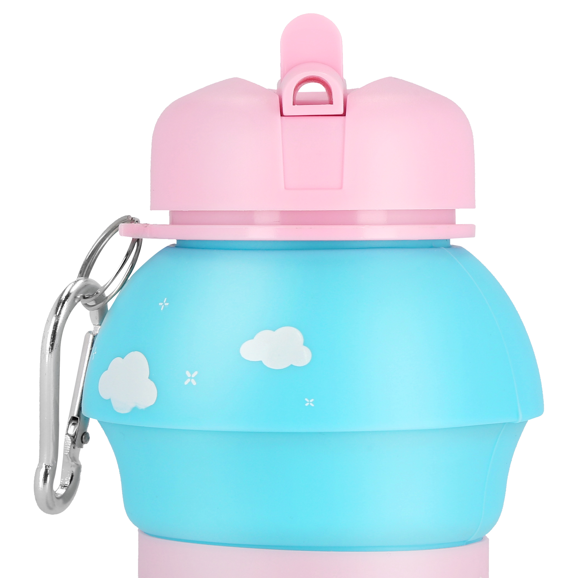 Spokey CORT Skládací silikonová láhev, modro-růžová, 0,52 l